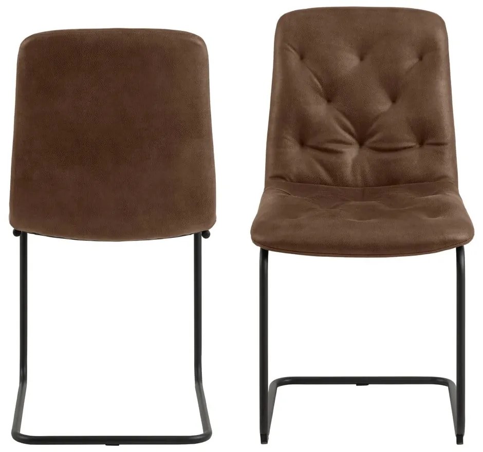 Scaune de dining maro 2 buc. din imitație de piele Kira – Actona