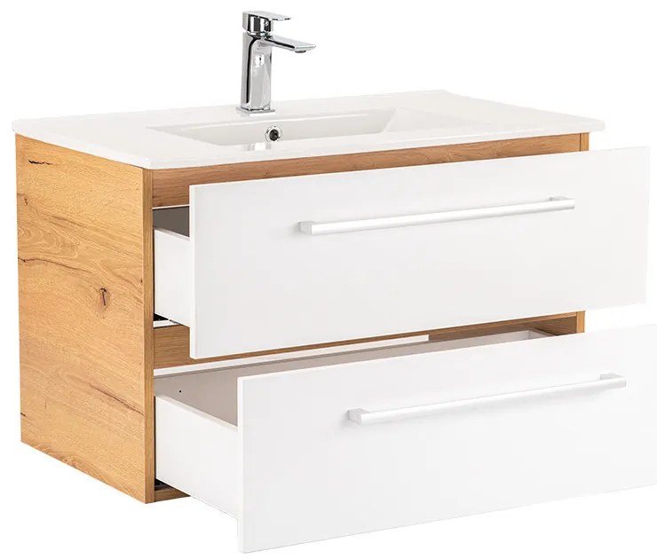Dulap inferior Vario Clam 80 cu lavoar stejar-alb