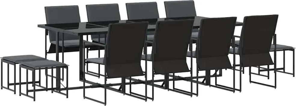vidaXL Set de masă pentru grădină 13 pcs Negru Oțel