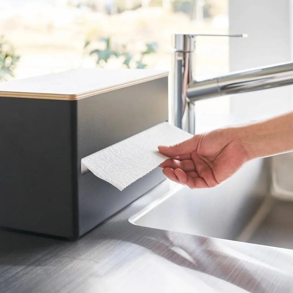 Suport orizontal pentru prosoape de bucătărie din hârtie negru din metal Rin – YAMAZAKI