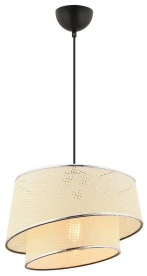 Lustră pe cablu BARETTE, 1xE27/60W/230V, crem/crom lucios