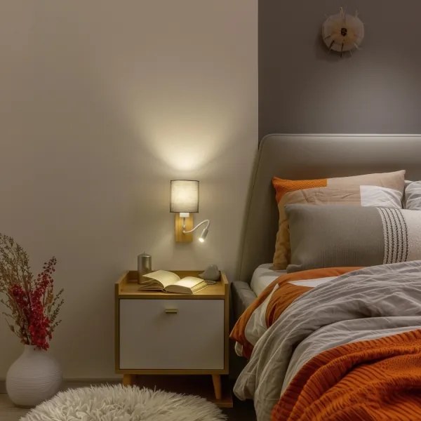 Lampă LED de perete Brilagi NUBILA WOOD 1xE27/25W/230V + LED/3W stejar/antracit