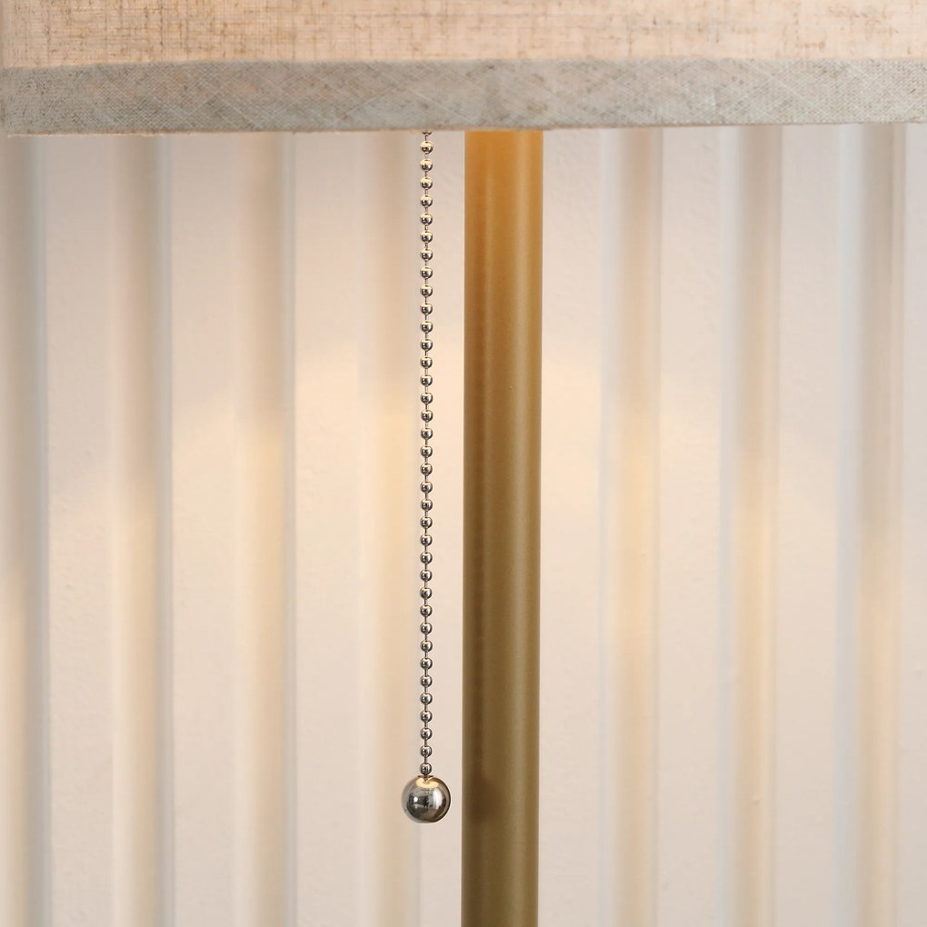 HOMCOM Lampadar cu Abajur din In și Dulie E27, In și Oțel, 25,5x25,5x157 cm, Auriu | Aosom Romania
