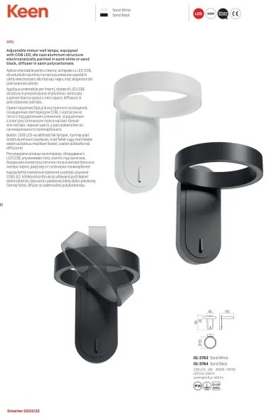 Aplică LED Redo 01-3764 KEEN LED/6W/230V CRI 90 negru