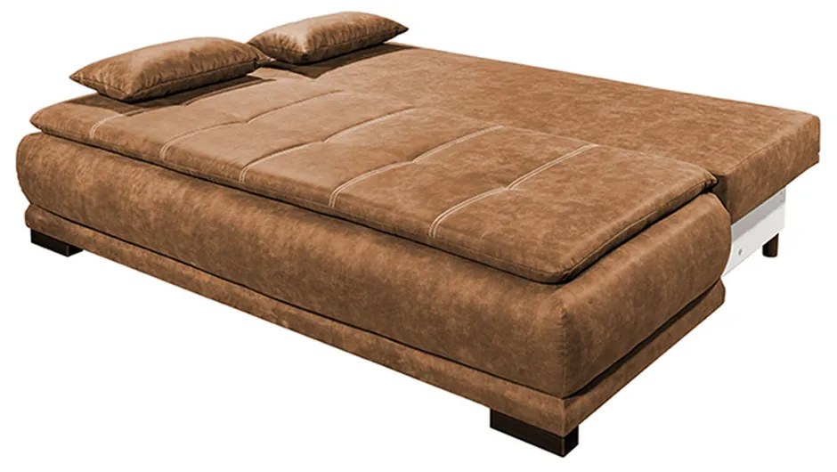CANAPEA EXTENSIBILA SOFIA, 208X105X93 CM, MATERIAL TEXTIL, CULOARE MARO CONIAC, SEZUT ARCURI BONELL, 4 PERNE INCLUSE