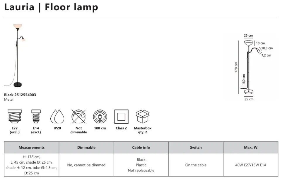 Lampadar, Lampa de Podea Lauria Negru