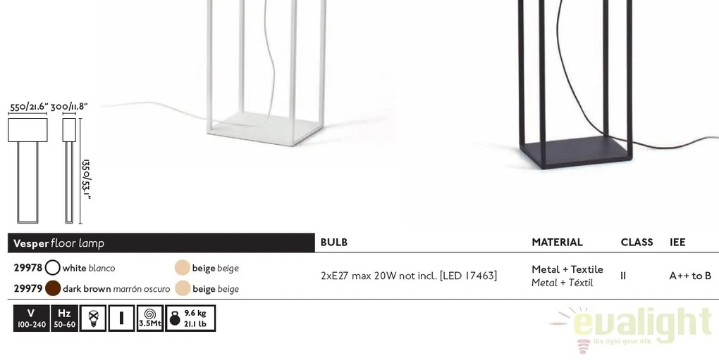 Lampadar / Lampa de podea design modern VESPER alb 29979