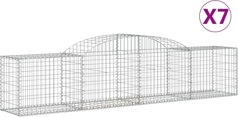 vidaXL Coșuri gabion arcuite 7 buc, 300x50x60/80 cm, fier galvanizat