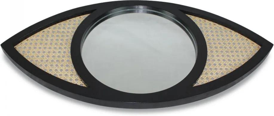 Oglinda rotunda neagra/maro din lemn si placaj 34x70 cm Eye Black Objet Paris