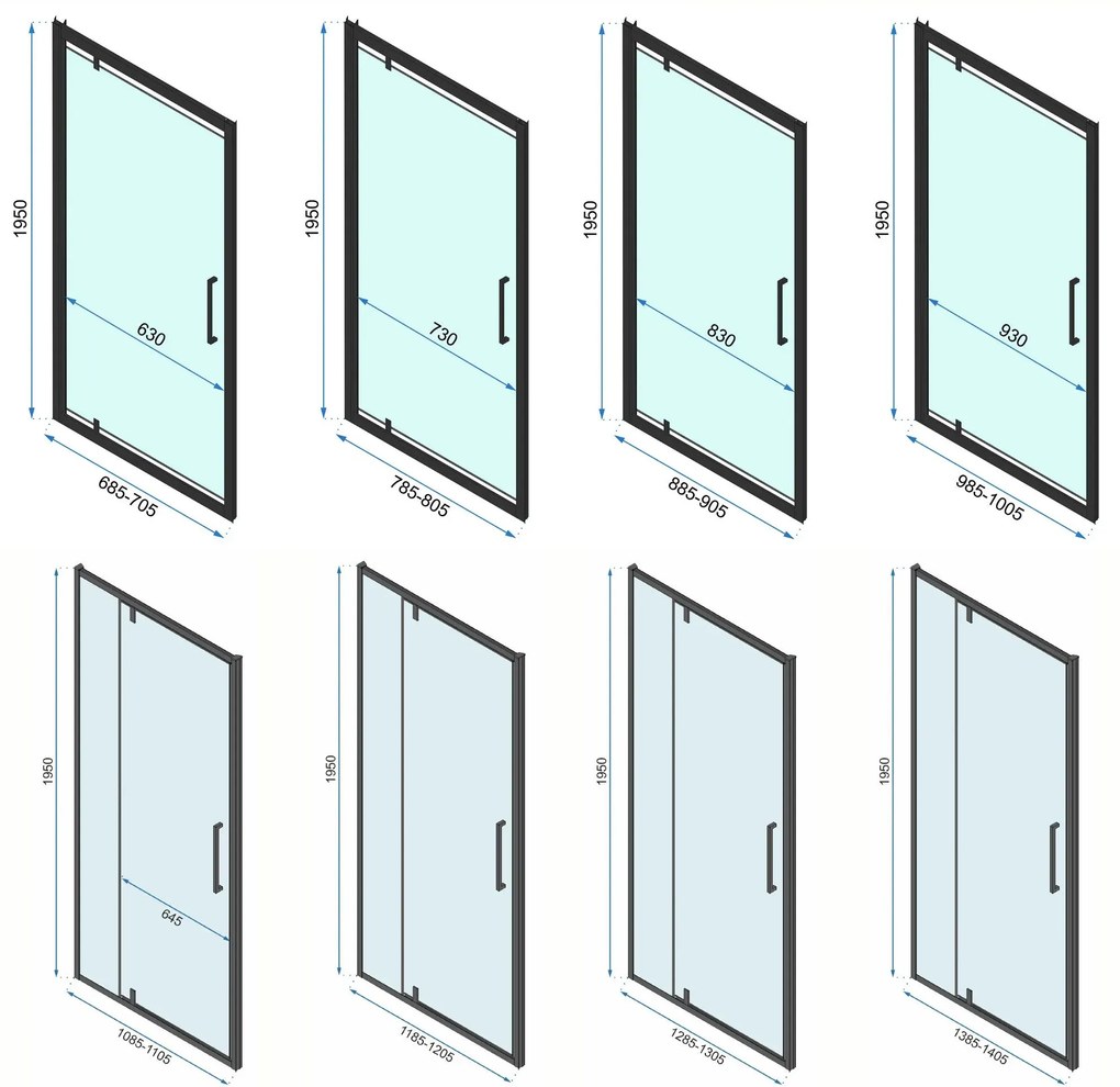 Cabina de dus de colt Rapid Swing Negru 70x90cm, Rea