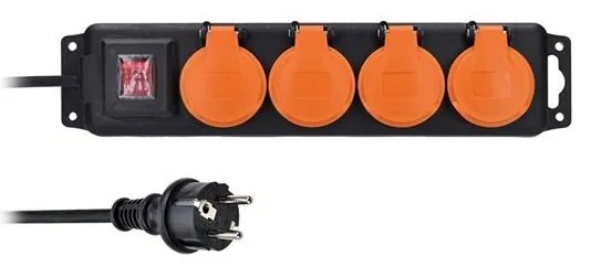 Solight PP334 - Prelungitor cu întrerupător 4Z 10m IP44