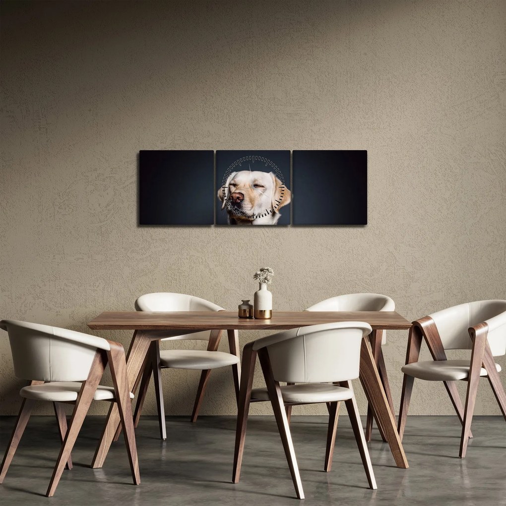 Tablou cu labrador (cu ceas) (90x30 cm)