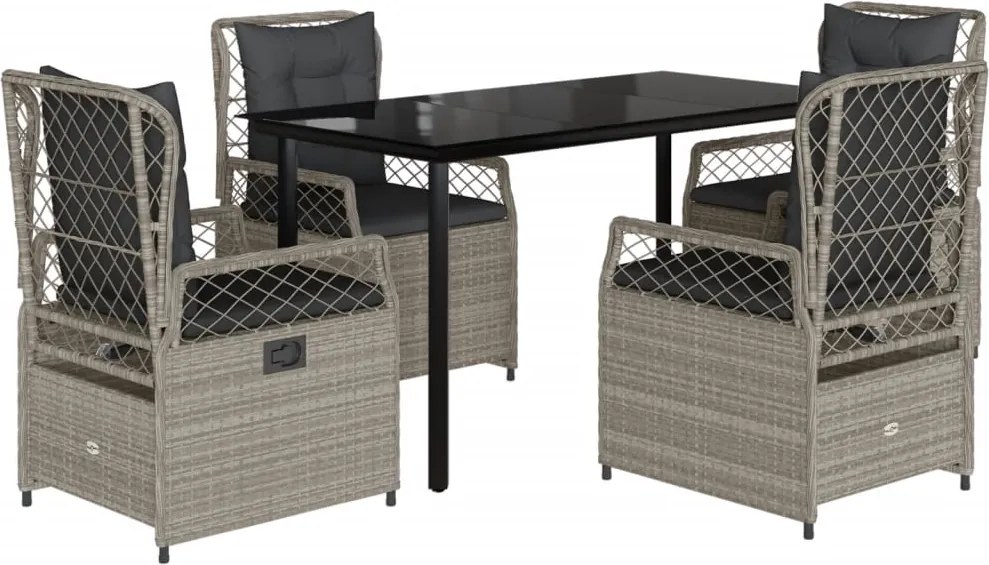 vidaXL Set mobilier de grădină cu perne, 5 piese gri deschis poliratan