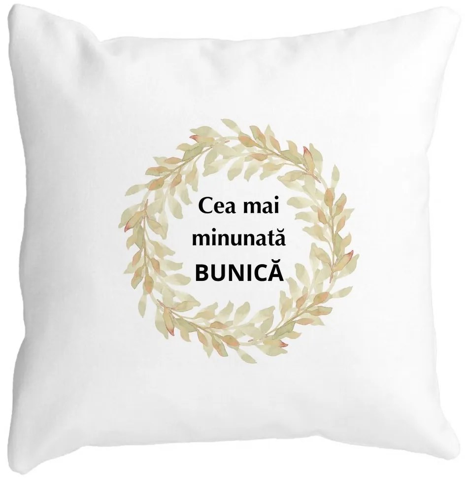 Perna Decorativa pentru Bunica 5, 40x40 cm, Alba, Mata, Husa Detasabila, Burduf