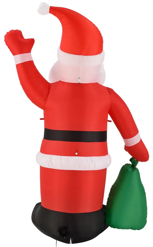 Moș Crăciun XL 180cm cu umflare integrată, LED-uri 2 pini și 2 cabluri - roșu-alb
