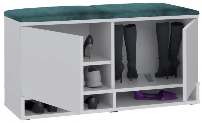 BAA503 - Banca 100x37x50 cm, Pantofar pentru Hol, pantofi, depozitare - Alb