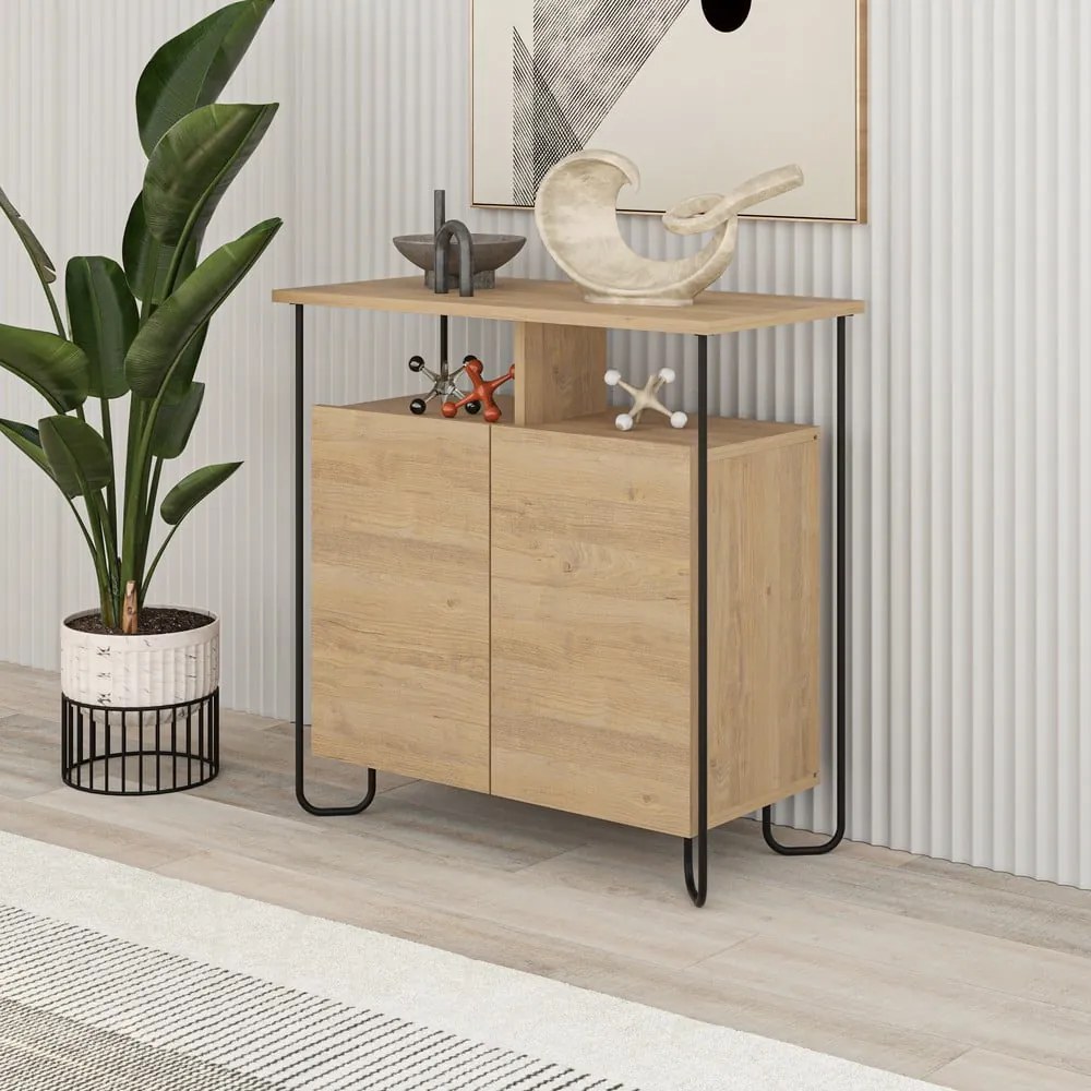 Dulap în culoare naturală cu aspect de lemn de stejar 80x80 cm Dilly – Marckeric