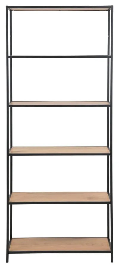 Etajeră neagră/în culoare naturală cu aspect de lemn de stejar 77x185 cm Seaford – Actona