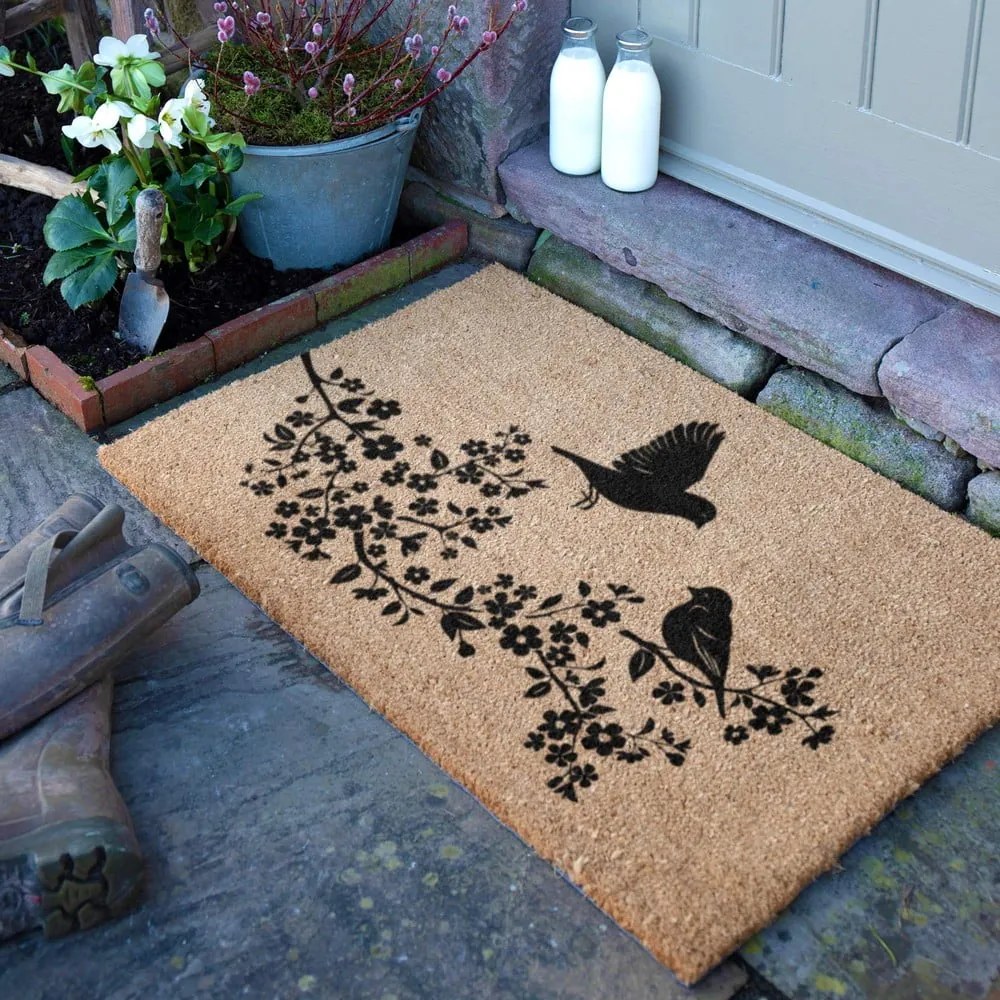 Covoraș de intrare din fibre de nucă de cocos 40x60 cm Birds On a Tree – Artsy Doormats