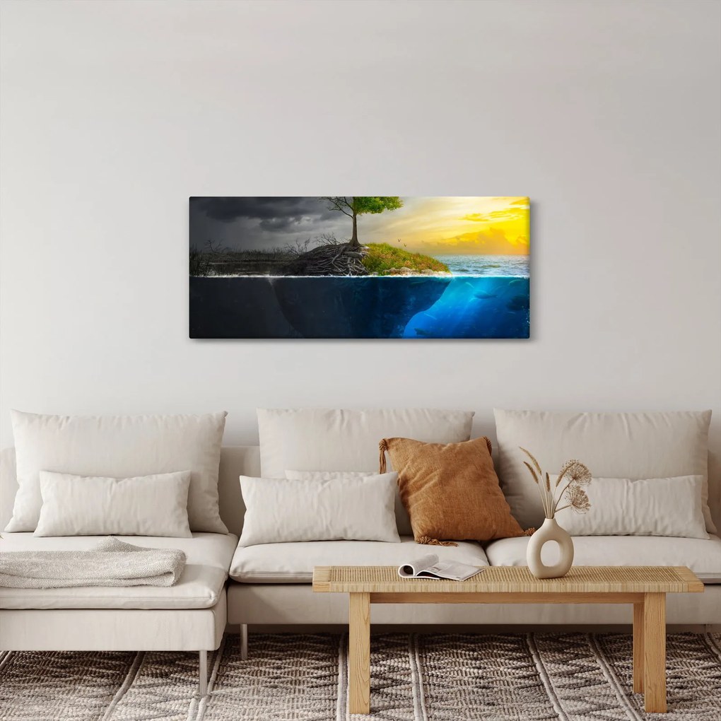 Tablou reprezentând două părți (120x50 cm)
