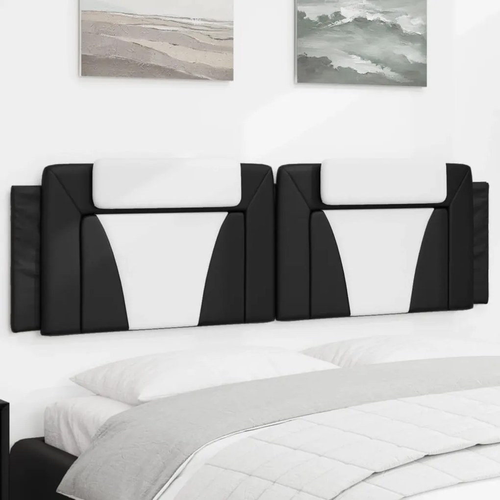 vidaXL Pernă pentru tăblie pat, negru și alb, 180cm, piele artificială