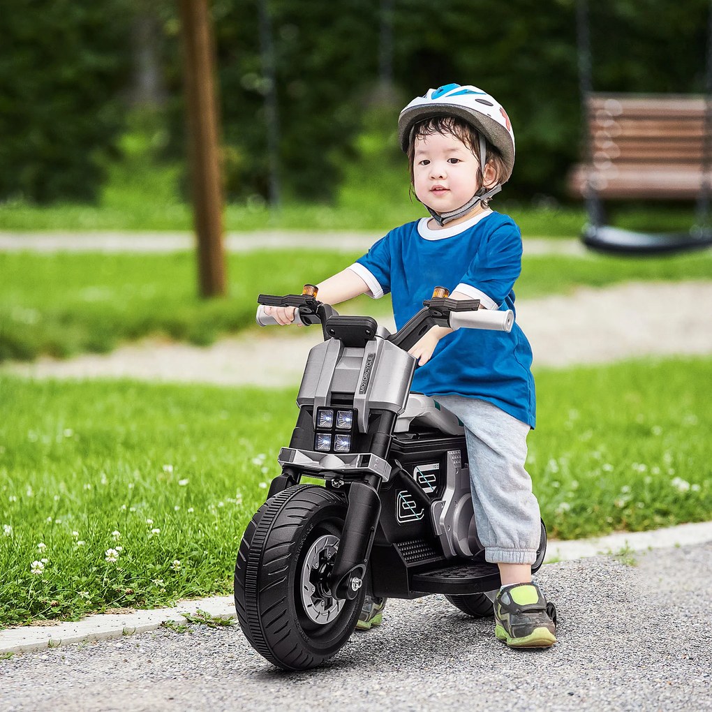 HOMCOM Motocicletă Electrică pentru Copii 3-5 Ani cu Roți de Antrenament, Baterie Reîncărcabilă, Design Sportiv, Alb | Aosom Romania