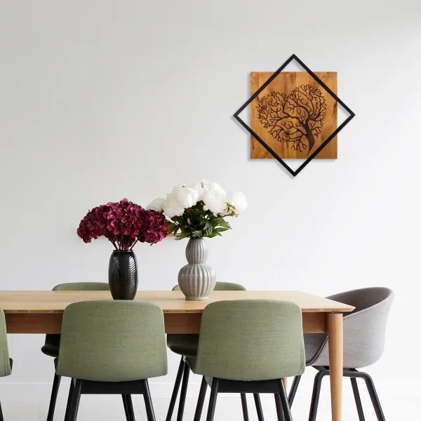 Decorațiune de perete 54x54 cm lemn/metal copac