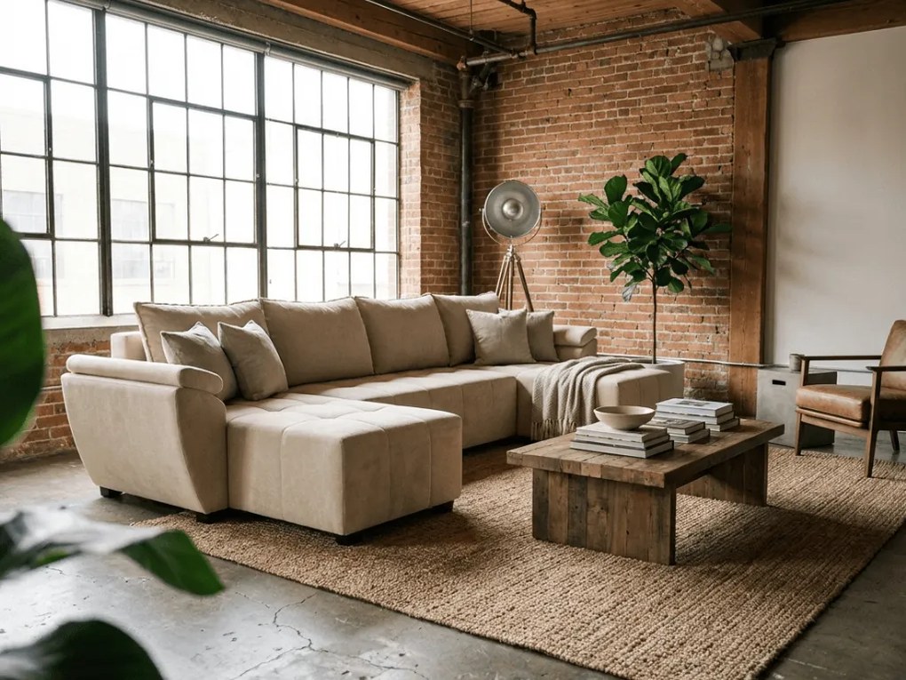 Coltar extensibil in forma de U LIVARO 305x140 cm, crem