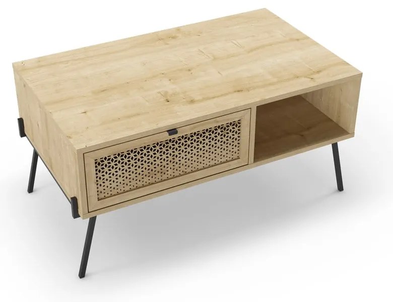 Măsuță de cafea în culoare naturală cu aspect de lemn de stejar 60x100 cm Ecrin – Marckeric