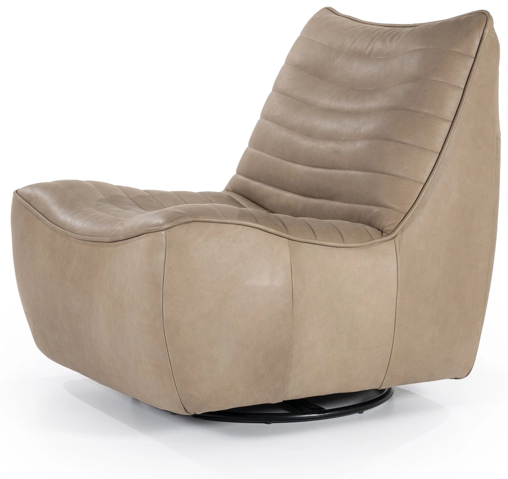 Fotoliu Matthew din piele, metal și lemn taupe