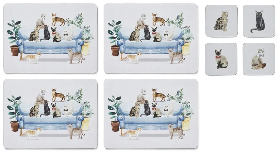 Set cu suporturi farfurii și coasters 8 buc. Curious Cats – Cooksmart ®