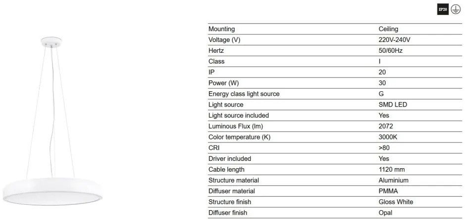 Lustra LED suspendata design circular COCOTTE D-43cm alb