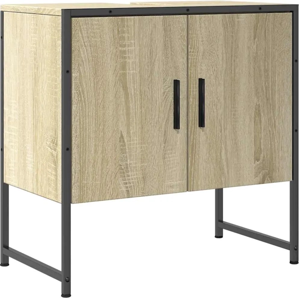 vidaXL Dulap chiuvetă baie, stejar sonoma, 60x33x60 cm, lemn prelucrat