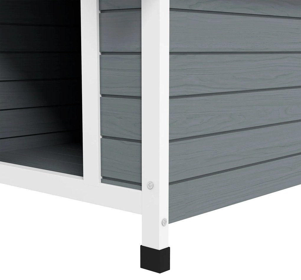 PawHut Căsuță pentru câine de exterior din lemn cu podea detașabilă, adăpost înalt din lemn pentru câini, 75 x 88 x 82 cm, gri | Aosom Romania