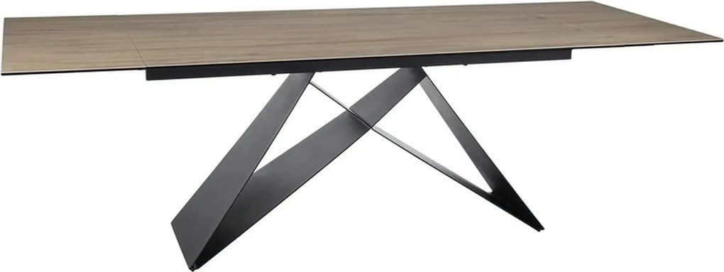 Masa extensibila WESTIN, maro deschis/negru, sticla/ceramica/metal, 16
