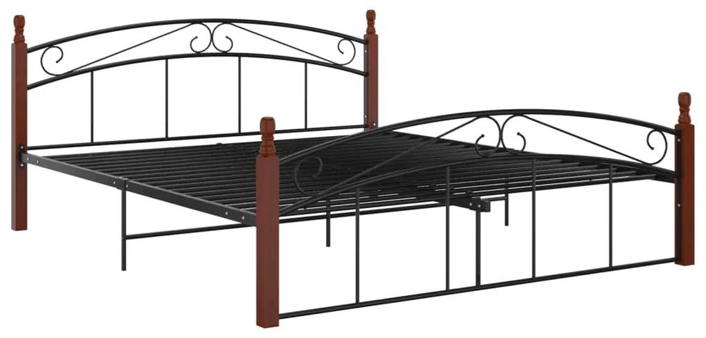 324922 vidaXL Cadru de pat, negru, 160x200 cm, metal și lemn masiv de stejar