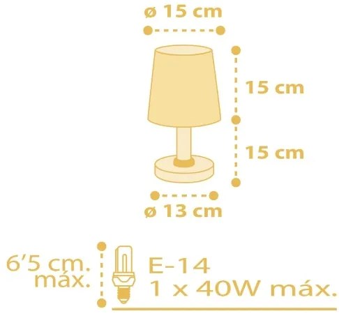 Lampă pentru copii STAR LIGHT 1xE14/40W/230V galbenă Dalber 82211A
