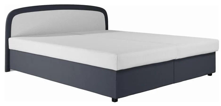 Pat tapițat MALIA 160x200, gri, cu saltea cu arcuri și spațiu de depozitare