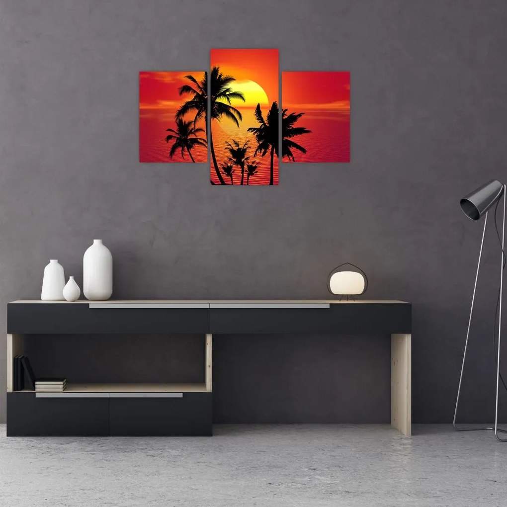 Tablou - Silueta insulei cu palmieri (90x60 cm)