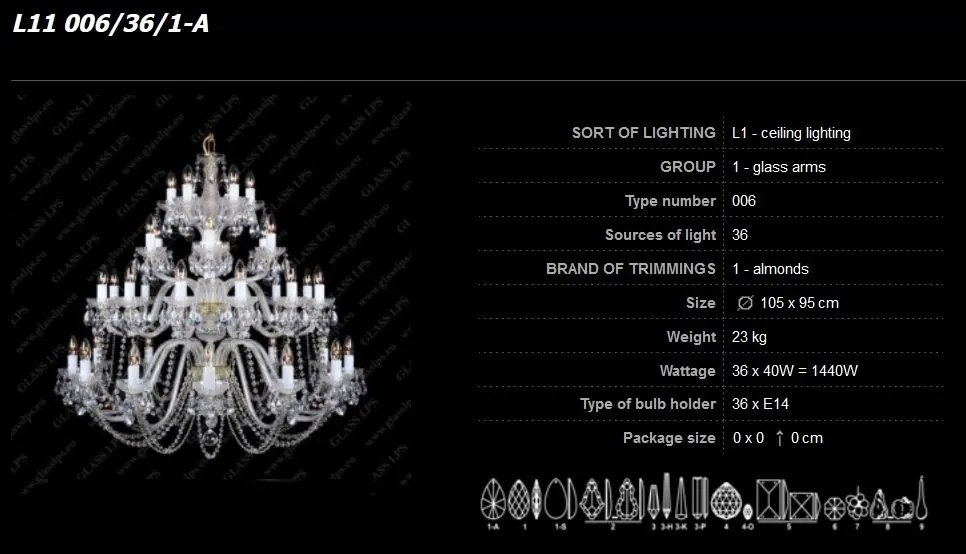 Lustra 36 brate cristal Bohemia L11 006/36/1-A