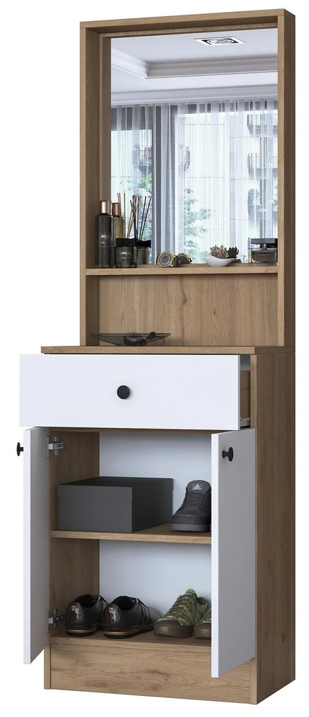 Mobilier hol Pixie 6 (nuc + alb) (cu oglindă). 1102445