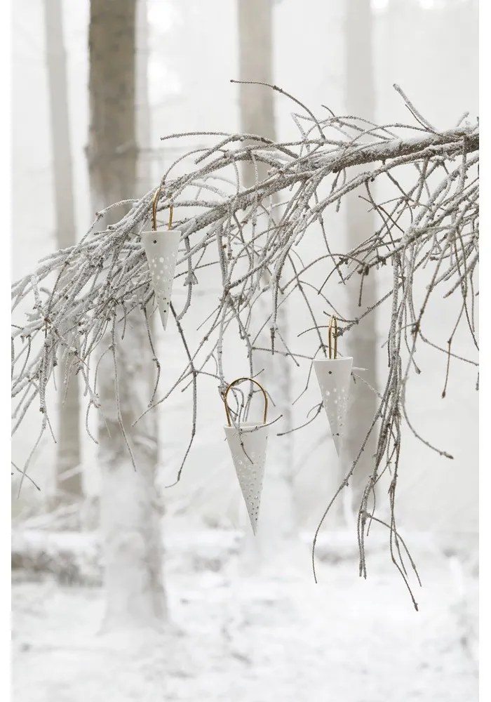 Decorațiune suspendată din ceramică Kähler Design Cone, înălțime 14,5 cm, alb