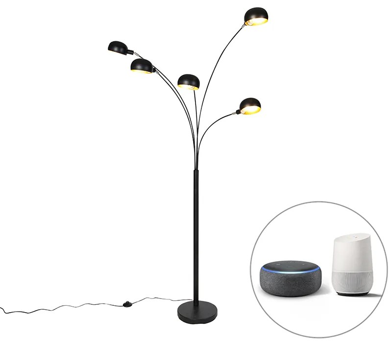 Lampă de podea inteligentă neagră cu 5 lumini inclusiv Wi-Fi B35 - Sixties