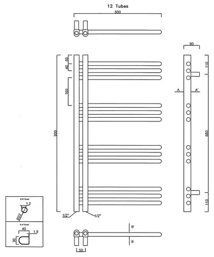 Sapho - Radiator pentru baie DORLION 361 W/230 V 50 x 90 cm alb