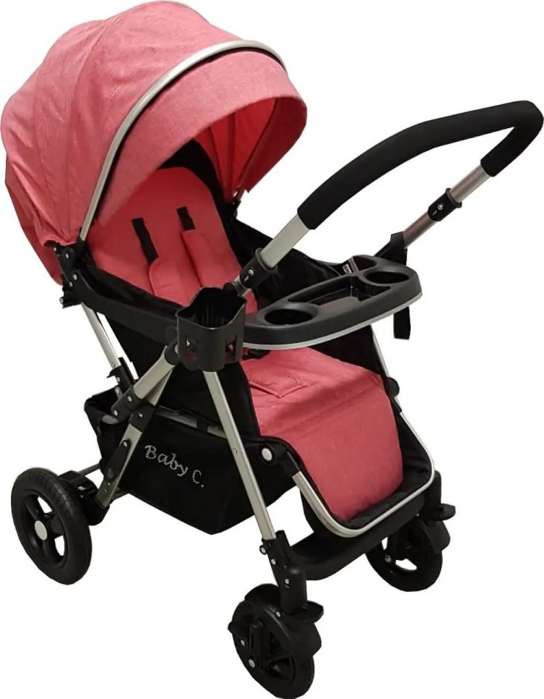 Carucior nou nascuti 2 in 1 BABY CARE™ PRO 511, Cadru aluminiu, Maner reversibil, Spatar reglabil in 5 trepte, Amortizoare, Plasa insecte, Frana