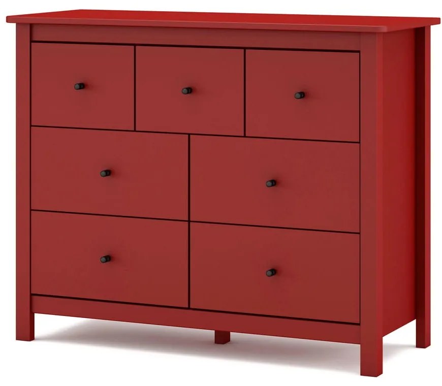 Comodă roșie joasă din lemn de pin 110x80 cm Misti – Marckeric