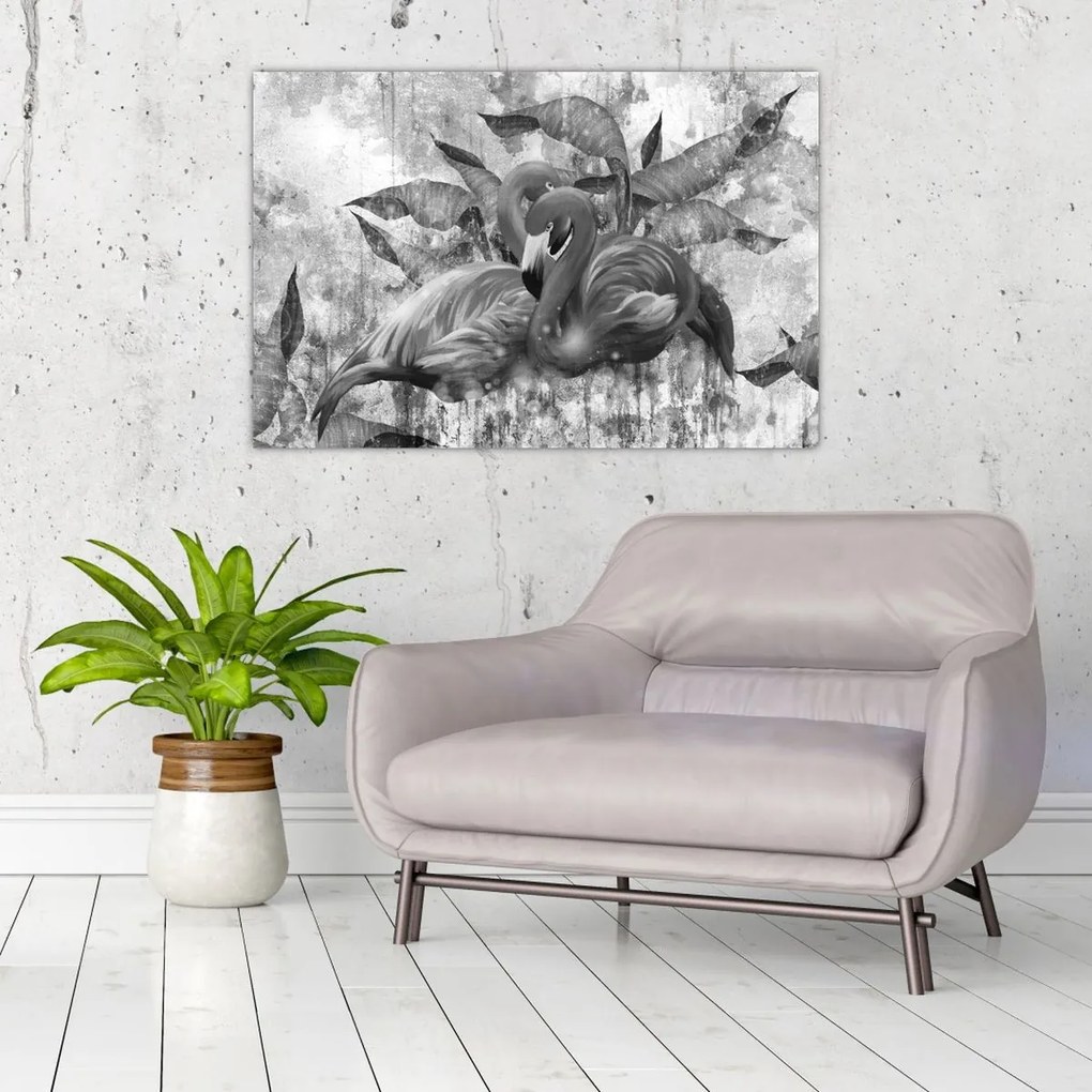 Tablou - Graffiti cu flamingo (90x60 cm)