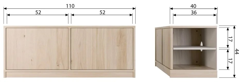 Comodă TV modulară cu aspect de lemn de stejar 110x44 cm Modulair – vtwonen