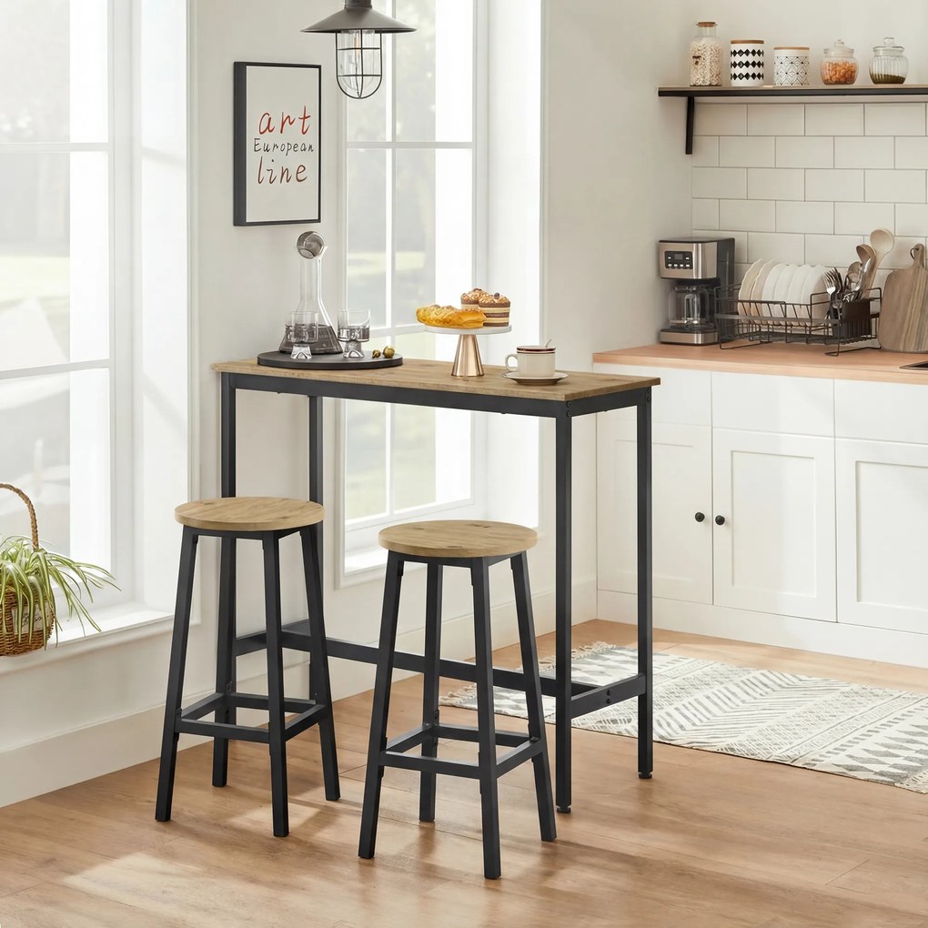 Set de masa 1+2, masa de bar 100x40 cm si scaune de bar TAYLOR ARTISAN