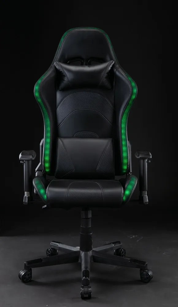 Scaun gaming cu sistem iluminare LED uri RGB, funcție șezlong, SIG 148, Negru